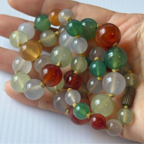 Multicolor natural agate carnelian Necklace vintage 80 Multicolor natural agate carnelian Necklace vintage 80’s
